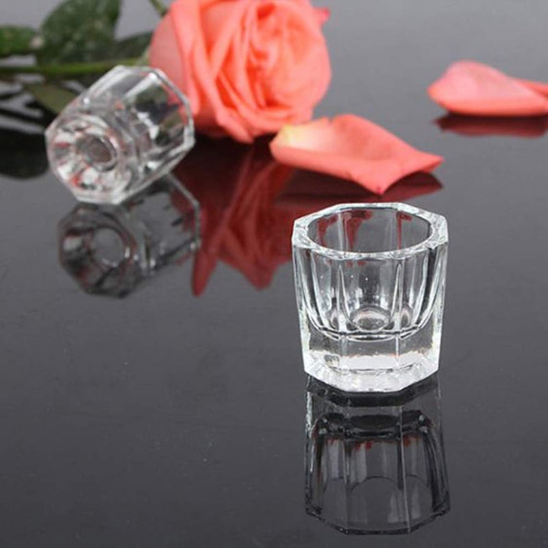 Bulex 2 Pack Dappen Dish Cups for Nail Art Acrylic Liquid - Clear Glass Nail Monomer Liquid Bowl Dampen Dish Acrylic Powder Holder, Acrylic Glass Jar for Nails - Image 2